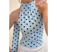 EARO Damen Schwarz & Weiß Polka Dot Camisole Tank Top, reguläre Länge, nicht dehnbarer Stoff, lässig für den Sommer