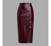 EARO modischer, eleganter, minimalistischer, hochwertiger schwarzer Lederrock mit Schlitz, Damen Bodycon-Rock, Herbst/Winter, stilvoll, elegant, figur