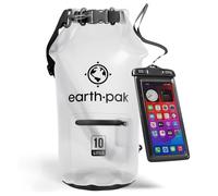 Earth Pak Dry Bag - Wasserdichter Packsack mit Reißverschluss Tasche, Schultergurt und wasserfester Handyhülle - Ideal beim Kajak Fahren, Camping, Angeln, Bootfahren und Rafting (Klar, 5L)
