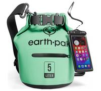 Earth Pak Dry Bag- Wasserdichter Packsack mit Reißverschluss Tasche, Schultergurt und wasserfester Handyhülle - Ideal beim Kajak Fahren, Camping, Angeln, Bootfahren und Rafting (Meerschaumgrün, 5L)
