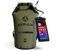 Earth Pak Torrent Serie Dry Bag wassersdichte Tasche mit verstellbarem Schultergurt und wasserfester Handyhülle Ideal beim Kajak Fahren Angeln Rafting Grün 30L
