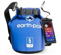 Earth Pak - Wasserdichter Packsack mit Schultergurt und wasserfester Handyhülle - Ideale Rolltop Tasche beim Kajak Fahren, Wandern, Camping, Angeln, Bootfahren und Rafting (Blau, 40L)