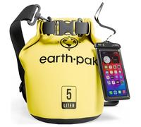 Earth Pak - Wasserdichter Packsack mit Schultergurt und wasserfester Handyhülle - Ideale Rolltop Tasche beim Kajak Fahren, Wandern, Camping, Angeln, Bootfahren und Rafting (Gelb, 40L)