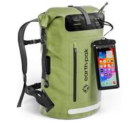 Earth Pak wasserdichter Rucksack - 35L / 55L Waterproof Backpack mit leistungsstarkem Rolltop Rollverschluss, Reißverschluss Tasche und IPX8 wasserfester Handyhülle (Grün, 85L)