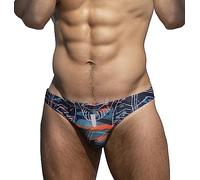 EASEJUICY Herren-Badehose, sexy Bikini, Bademode, Digitaldruck, Buchstaben-Badeanzug, niedriger Bund mit Kordelzug und Futter - Schwarz - Large