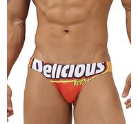 EASEJUICY Herren-Badehose, sexy Bikini, Bademode, Digitaldruck, Buchstaben-Badeanzug, niedriger Bund mit Kordelzug und Futter - Orange - X-Large