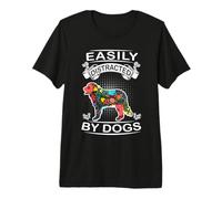 Easily Distracted By Dogs Flower Bernese Mountain Dog Lover Premium T-Shirt