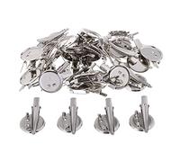 Easnea 30 Stück 20 mm 25 mm 30 mm runde Brosche Basis Alligator Pinch Haarspangen Cabochon Rohlinge Tabletts mit Broschennadeln Cameo Cabochon Basis Fassung - Silber, 25 mm