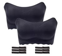 EasPowest Nakans Bra, Nakans Ice Silk Non-Slip Tube Top Bra, Nakans Full Support Non-Slip Convertible Bandeau Bra (Black*2,L)