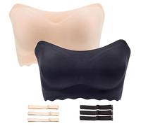 EasPowest Nakans Bra, Nakans Ice Silk Non-Slip Tube Top Bra, Nakans Full Support Non-Slip Convertible Bandeau Bra (2pcs,3XL)