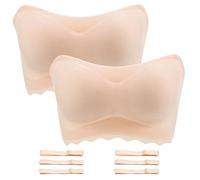 EasPowest Nakans Bra, Nakans Ice Silk Non-Slip Tube Top Bra, Nakans Full Support Non-Slip Convertible Bandeau Bra (Skin Tone*2,XL)