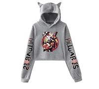 East-hai-buy Helluva Boss Pullover Damen Cropped Hoodie Crop Top Frauen Hoodie Harajuku Streetwear 2022 Anime Mädchen Kapuzenpullover Kleidung