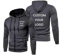 East-hai-buy Personalisierter Hoodie - Individueller Text Oder Logo Jackenmantel - Herren Sweatshirt Oberteil mit Langen Ärmeln Schmaler Passform und Reißverschluss Dark Grey,L