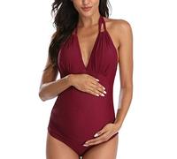EastElegant Maternity Swimsuits One Piece V-Neck Pregnancy Swimwear Halter Maternity Bikini