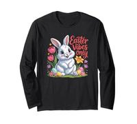 Easter Vibes Only Cute Spring Bunny Eggs Positive Zitat Langarmshirt