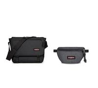 EASTPAK Delegate Umhängetasche, 39 cm, 20 L, Schwarz (Black) & Springer Gürteltasche, 23 cm, 2 L, Black Denim (Grau)