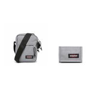 EASTPAK THE ONE Umhängetasche, 27 L - Sunday Grey (Grau) & Crew Single Geldbörse, 27 L - Sunday Grey (Grau)