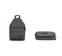 EASTPAK Wyoming Rucksack, 40 cm, 24 L, Black Denim (Grau) & Oval Single Federmäppchen, 22 cm, Black Denim (Grau)
