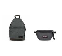 EASTPAK WYOMING Rucksack, 40 cm, 24 L, Black Denim (Grau) & Springer Gürteltasche, 23 cm, 2 L, Black Denim (Grau)