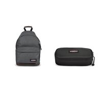 EASTPAK WYOMING Rucksack, 40 x 30 x 18 cm, 24L Black Denim (Grau) & Oval XL Single Pencil Case, 22 cm, Black (Black)