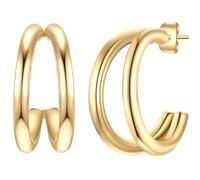 Eastside Damen Creolen aus Edelstahl gelbvergoldet 14 Karat Edelstahlohrcreolen