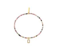Eastside Damen Armband Edelstahl gelbgold | gelbvergoldet 14 Karat, Edelsteinarmband, Zirkonia, weiß, flexibel, ohne Verschluss