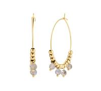 Eastside Damen Creolen aus Edelstahl gelbvergoldet 14 Karat mit Labradorit grau