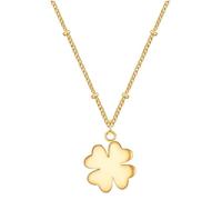 Eastside Damen Kette Edelstahl gelbgold | gelbvergoldet 14 Karat, Ankerkette mit Kugeln, Kleeblatt, Karabinerverschluss