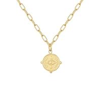 Eastside Damen Kette Edelstahl gelbgold | gelbvergoldet 14 Karat, Gliederkette, Allsehendes Auge, Karabinerverschluss
