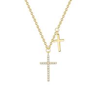 Eastside Damen Kette Edelstahl gelbgold Zirkonia weiß Kreuz Edelstahlhalskette