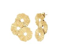 Eastside Damen Ohrhänger aus Edelstahl gelbvergoldet 14 Karat Florale Kreise - Ohrstecker Hänger Edelstahlohrschmuck Boho-Look Gold