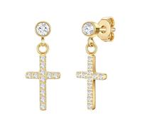 Eastside - Ohrhänger Kreuz Edelstahl Zirkonia in Gelbgold Ohrringe Damen