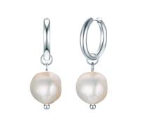Eastside Damen Ohrringe aus Edelstahl mit barock Süßwasser-Zuchtperle ca. 9,5 mm Edelstahlohrcreole silber