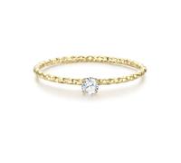 Eastside Damen Ring aus Edelstahl gelbvergoldet 14 Karat mit Zirkonia weiß Solitärring Edelstahlring