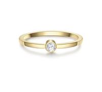 Eastside Damen Ring aus Edelstahl gelbvergoldet 14 Karat mit Zirkonia weiß Solitärring Edelstahlring
