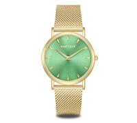 Eastside Damen Uhr Metall-Legierung gelbgold Quarzwerk 3 ATM | Edelstahl Armband, gelbgold, Milanaise, Zifferblatt grün, Mineralglas, Armbanduhr, Fashion-Uhr