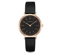 Eastside Damen Uhr analog Japan Quarzwerk mit Echtleder schwarz Armband 10080078