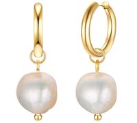Eastside Damen Ohrringe aus Edelstahl mit barock Süßwasser-Zuchtperle ca. 9,5 mm Edelstahlohrcreole gelbgold