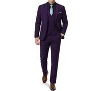 EastSide Herren Slim Fit 3-teiliger Anzug, Ein-Knopf-Blazer-Set, Jacke Weste & Hose, deep purple, XX-Large