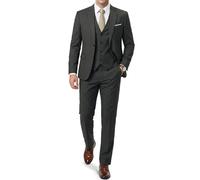 EastSide Herren Slim Fit 3-teiliger Anzug, Ein-Knopf-Blazer-Set, Jacke Weste & Hose, Tiefes grau, L