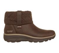 Winterboots SKECHERS "EASY GOING-", Damen, Gr. 37, braun (dunkelbraun), Lederimitat, Textil, Schuhe Winterboots, Winterstiefelette, Boots mit Strickeinsatz am Schaft (42974349-37) dunkelbraun