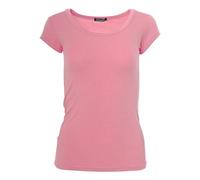 Easy Young Fashion - Damen Basic Rundhals T-Shirt - Kurzarm Unterziehshirt Skinny Fit 1001 - Pfirsichrosa L