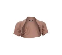 Easy Young Fashion Damen Bolero Jäckchen Kurzarm - elastisch & figurbetont - Basic Schulterjacke - weiche Open Front Jacke 3009 - (Hellbraun)