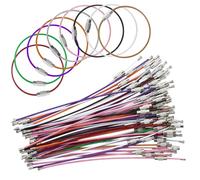 EASYKEENECOM Schlüsselring Drahtseil, 60 Stücke Schlüsselring Groß, Schlüsselringe Edelstahl, Nylon Beschichtete, Schlüsselringe Bunt für Gepäckanhänger, Taschenlampen, ID Tag Wächter