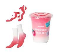 EAT MY SOCKS - Originelle und lustige Socken - Strawberry Cold Tea Design - Knöchel- und halblange Socken - Komfort und Haltbarkeit - Für Männer und Frauen - Größen 36 bis 45-2 Paar
