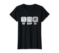 Eat Sleep DJ Funny Disc Jockey Music Lover Zitat Preisgünstiges Grafik-T-Shirt, Damen, Schwarz, M