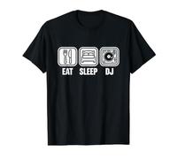 Eat Sleep DJ Funny Disc Jockey Music Lover Zitat Preisgünstiges Grafik-T-Shirt, Herren, Schwarz, XL