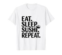 Eat Sleep Sushi Repeat Lustiger Feinschmeckerliebhaber Preisgünstiges Grafik-T-Shirt, Herren, Weiß, L