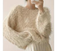 EAVA Neuer entspannter Rundhals-Strickpullover, weiche & flauschige Textur, luxuriöser Vintage-Stil, lockerer Schnitt Langarm-Pullover für Damen Lässi