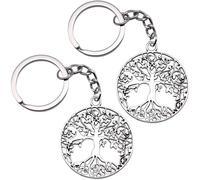 EAVUYIS 2 Stück Lebensbaum Schlüsselanhänger Autumn - Baum des Lebens Anhänger als Glücksbringer für den Schlüsselbund - Tree of Life Schlüsselanhänger in Silber